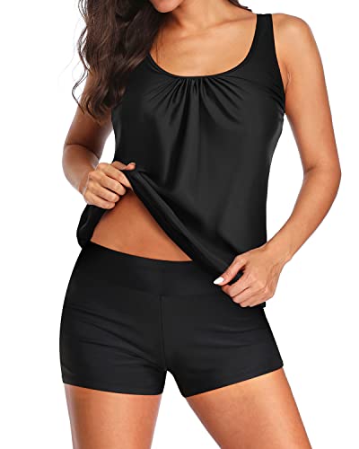 Blouson Tankini Swimsuits for Women Loose Fit Modest Two Piece