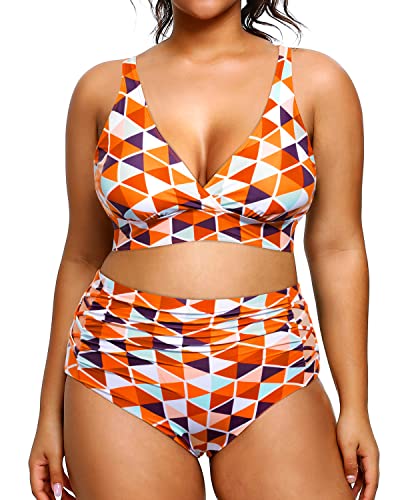 Womens High Waisted Bikini Plus Size Two Piece Tummy Control Swimwear Yonique 0154