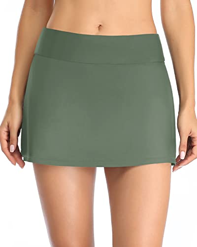 Full Coverage Swimming Skirt Bottoms For Women Olive Green