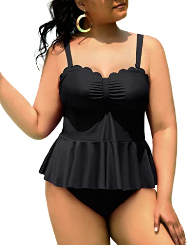 Women's Plus Size 2 Piece Tankini Swimsuits Tummy Control Bathing Suit –  Yonique