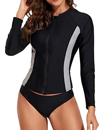 Yonique Womens Long Sleeve Swimsuit Rash Guard Swim Shirt Crop Swim Tops  with Shorts Two Piece Bathing Suits : : Clothing, Shoes 