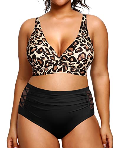Leopard Two-Piece Plus size Tummy Control High Waist Bikini Swimsuit - TGC  Boutique