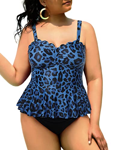 2 Piece Plus Size Tankini Swimsuits for Women High Waisted Tummy Control  Ruffle Bathing Suits Peplum Swimwear 