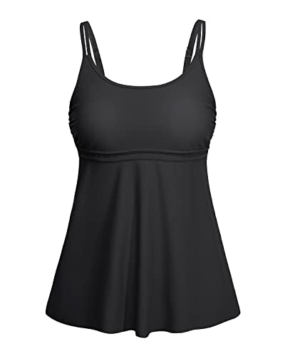 Tummy Control Modest Tankini Top for Women Swim Bathing Suit