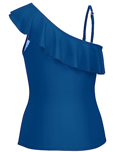 One Shoulder Tankini Tops Ruffle Swim Tops