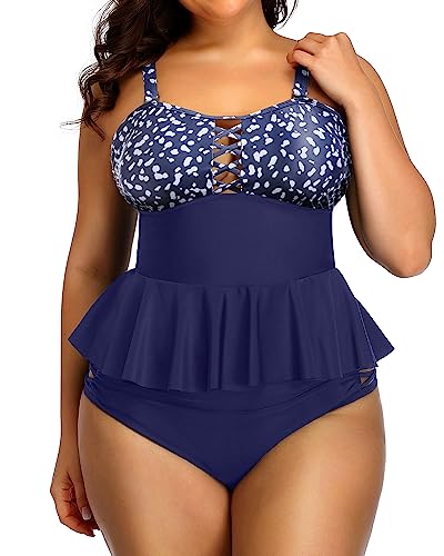 Plus Size Peplum Swimsuits High Waisted Swimwear