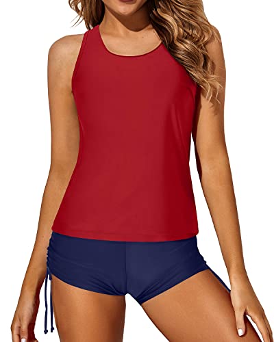 Sporty 3 Piece Tankini Swimsuits for Women Athletic Swimwear