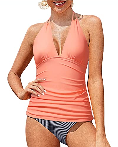 Halter V Neck Plus Size Two Piece Swimwear