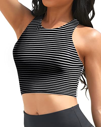 Women's Crop Swim Top High Neck Bikini Top Only Bathing Suit