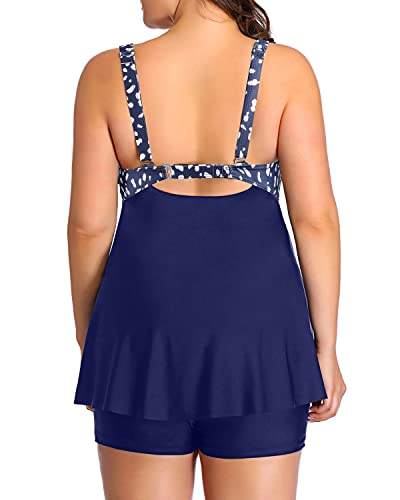 Plus Size 2-Piece Tankini Swimsuits for Women with Shorts Flyaway Bathing Suits