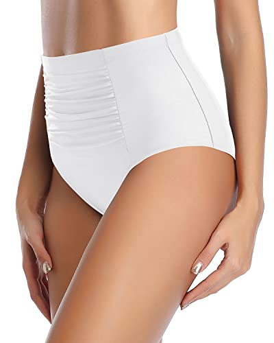 Full Coverage Ruched High Waisted Women's Bikini Bottom Swimsuit Bottom