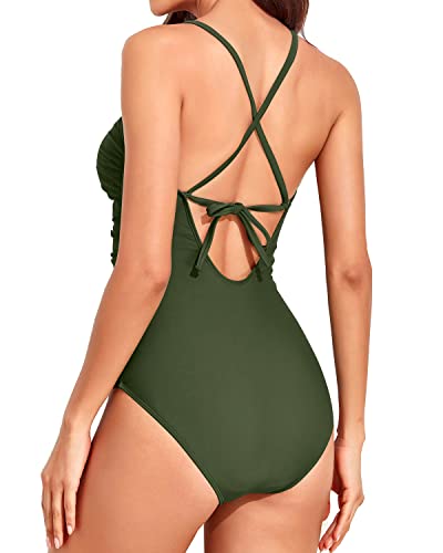 High Neck Swimsuit for Women Tummy Control One Piece Bathing Suit