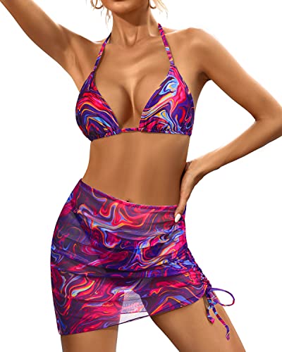 3 Piece Sexy Thong Bikini Set for Women Triangle Bathing Suits