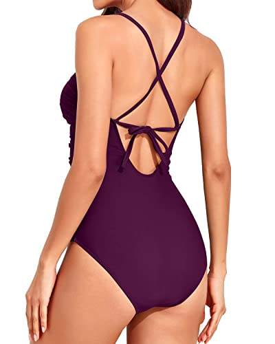 Tummy Control High Neck Swimwear One Piece Bathing Suit for Women