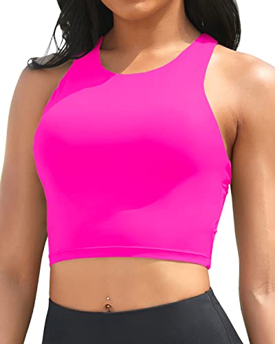 High Neck Bikini Top Women's Swim Top Only Crop Bathing Suit