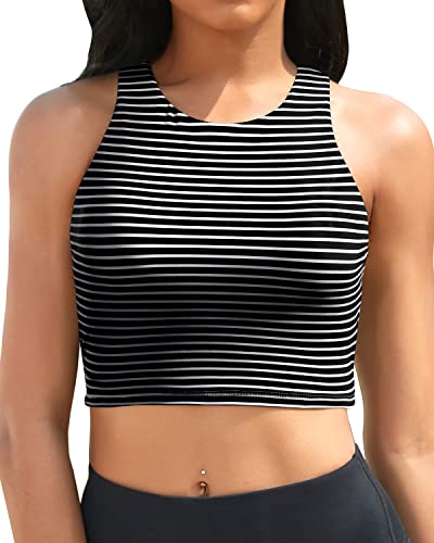 Women's Crop Swim Top High Neck Bikini Top Only Bathing Suit