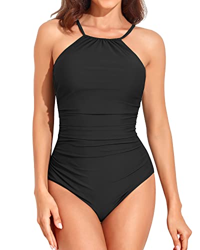 One Piece Tummy Control Swimwear High Neck Bathing Suit for Women