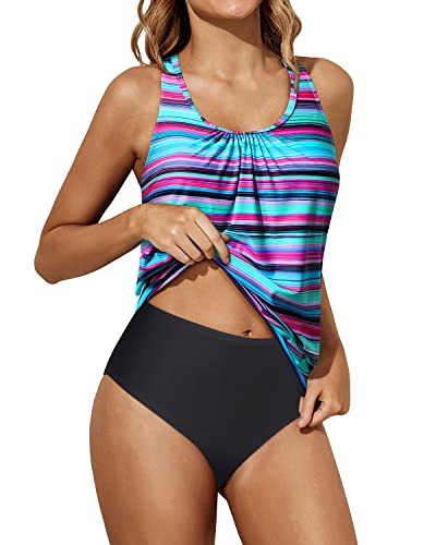 Tankini Swimsuits For Women With Shorts Two Piece Bathing Suits Racerback  Tank Tops Swimwear 