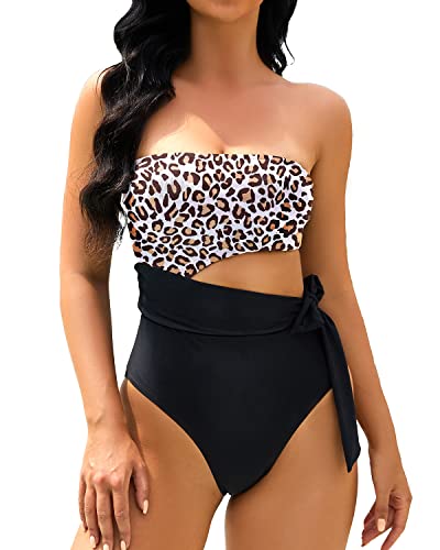 Stylish Cutout Bodysuit Bandeau Monokini for Women's One Piece Bathing Suit