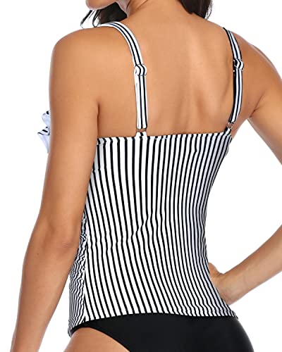 V Neck Swim Tank Top Tummy Control Tankini Swimsuit Tops for Women