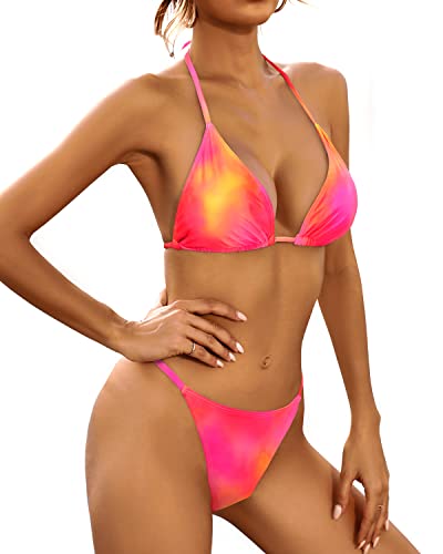 Alluring 3 Piece Swimsuits for Women Triangle Thong Bikini Set