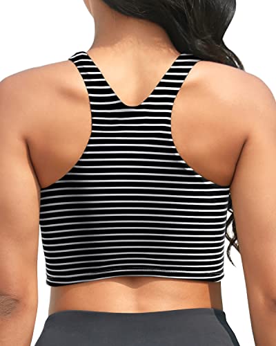 Women's Crop Swim Top High Neck Bikini Top Only Bathing Suit