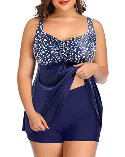 Plus Size 2-Piece Tankini Swimsuits for Women with Shorts Flyaway Bathing Suits