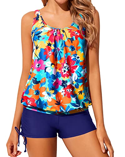Modest Loose Fit 2 Piece Tankini Swimsuits for Women Blouson