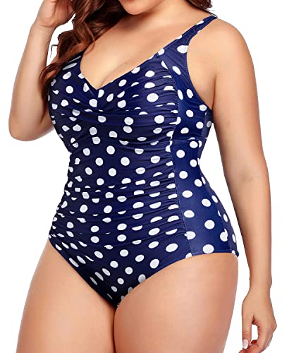 Tummy Control Plus Size Swimwear Twist Front Ruched Bathing Suits for Women