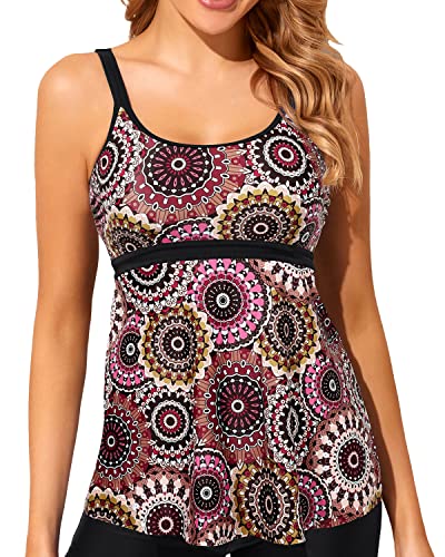 Modest Women's Swim Tankini Top Tummy Control Bathing Suit Swimsuit