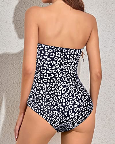 Women's Strapless Twist Front One Piece Swimsuit Slimming Bandeau Swimwear