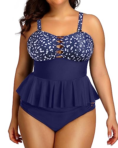 Plus Size Peplum Swimsuits High Waisted Swimwear