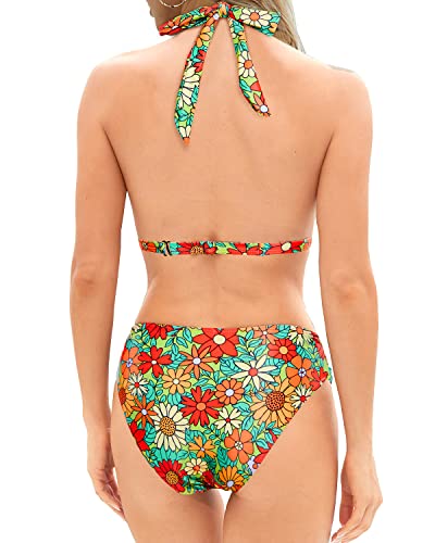 Stylish Vintage Swimwear Women's Push Up Halter Bikini Set