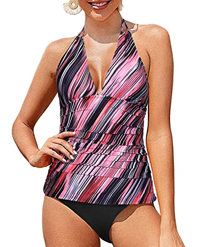 Plus Size Backless Tankini Ruched Bathing Suit