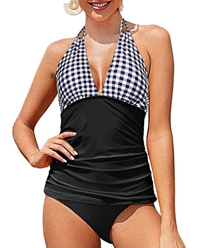 Plus Size Halter Swimwear Padded Bra Tankini