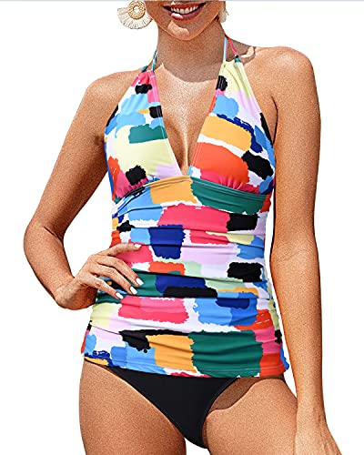 Plus Size Tummy Control Tankini Two Piece Swimwear