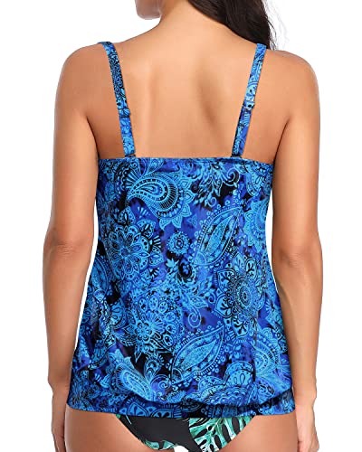 Women's Blouson Tankini Top Modest Loose Fit Swim Top