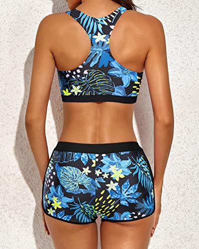 Athletic Tankini Swimsuits for Women Three Piece Set Swim Tank Tops and Boyshorts