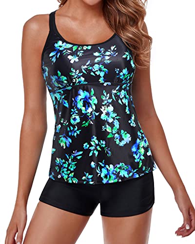 Athletic Two Piece Swimsuits for Women Tummy Control Tankini Swimwear