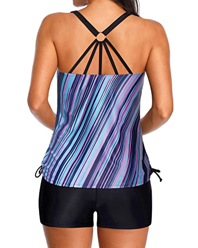 Trendy Strappy Tankini Women's Swimwear with Shorts in a Two Piece Set