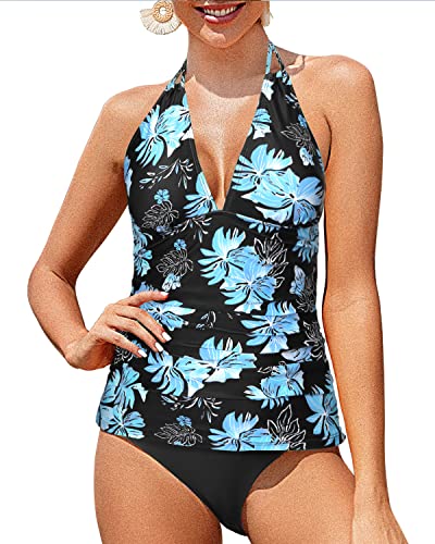 Two Piece Plus Size Halter V Neck Swimwear