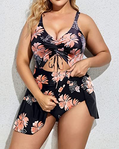 Plus Size Cutout Swimdress V Neck One Piece Swimsuits for Women