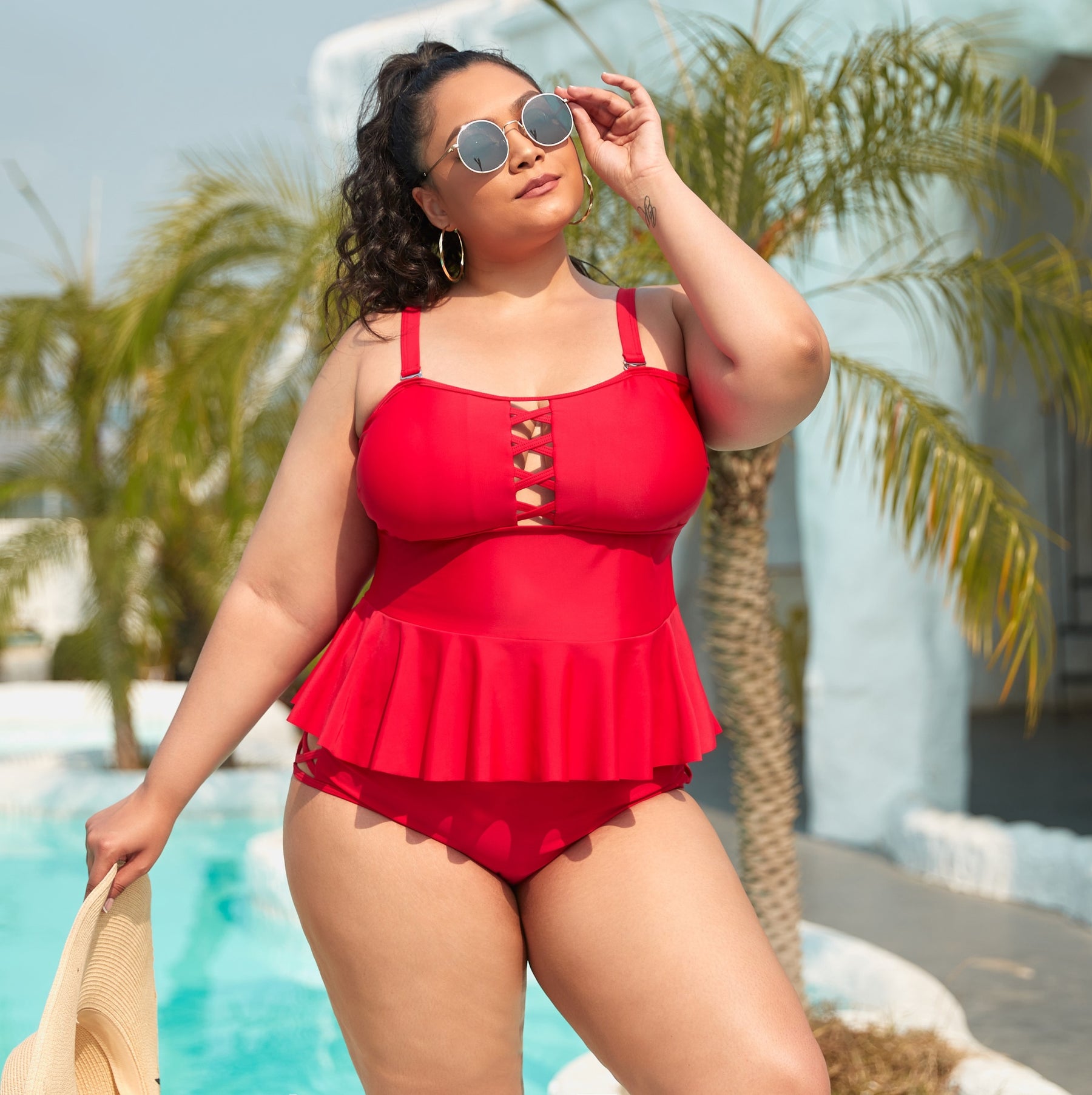Yonique Womens Plus Size Swimsuits with Shorts Tummy Control Tankini Two  Piece Bathing Suits Athletic Swimwear : : Clothing, Shoes 
