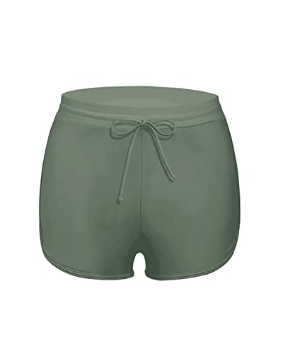 V Slit Design Swim Bottoms For Summer Beach Activities-Army Green