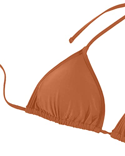 Sexy Halter Triangle Bikini Set Sarong Cover Up-Brown