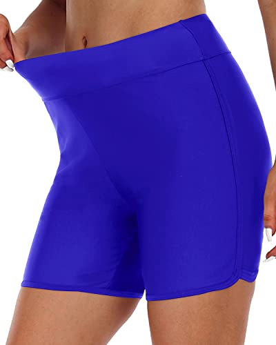 Tummy Control Bathing Suit Bottom Boy Shorts Swimsuit Bottom For Women-Royal Blue