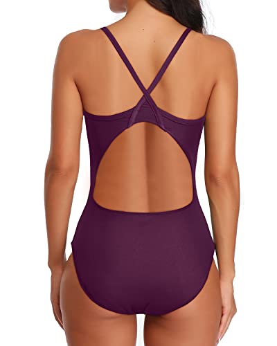 Women's Cute Slimming Sporty One Piece Swimwear-Maroon