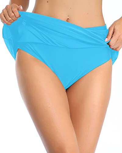 Modest And Stylish Mid Waist Swim Skirt For Pool And Beach-Light Blue