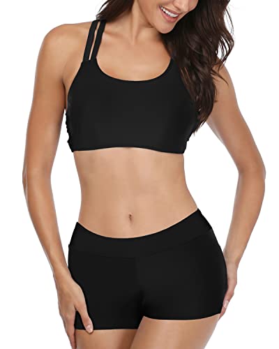 Tummy Control Tankini 3 Piece Swimsuits For Women-Color Oblique Stripe