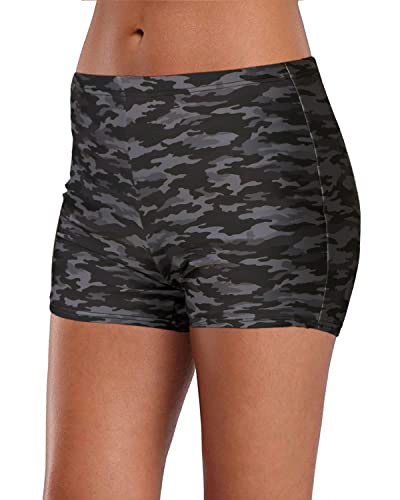 Women's Elastic Waist Tankini Board Shorts For Casual Wear-Camouflage